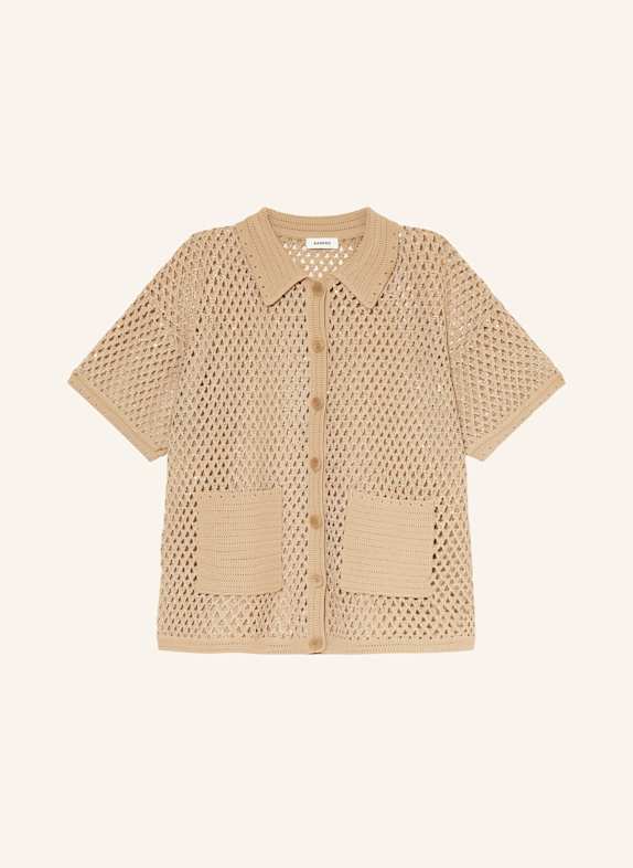 SANDRO Strickjacke mit Pailletten CAMEL