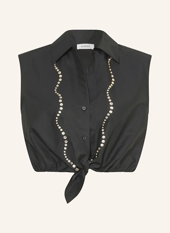 SANDRO Bluse mit Schmucksteinen SCHWARZ