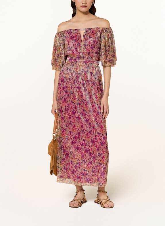 ba&sh Off-Shoulder-Kleid COLETTE mit Glitzergarn PINK/ LILA/ HELLGRÜN