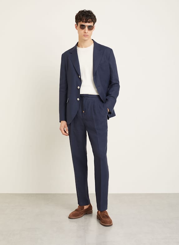 BRUNELLO CUCINELLI Pantalon de costume Leisure Fit en lin BLEU FONCÉ