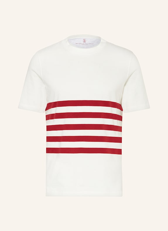 BRUNELLO CUCINELLI T-Shirt CREME/ DUNKELROT