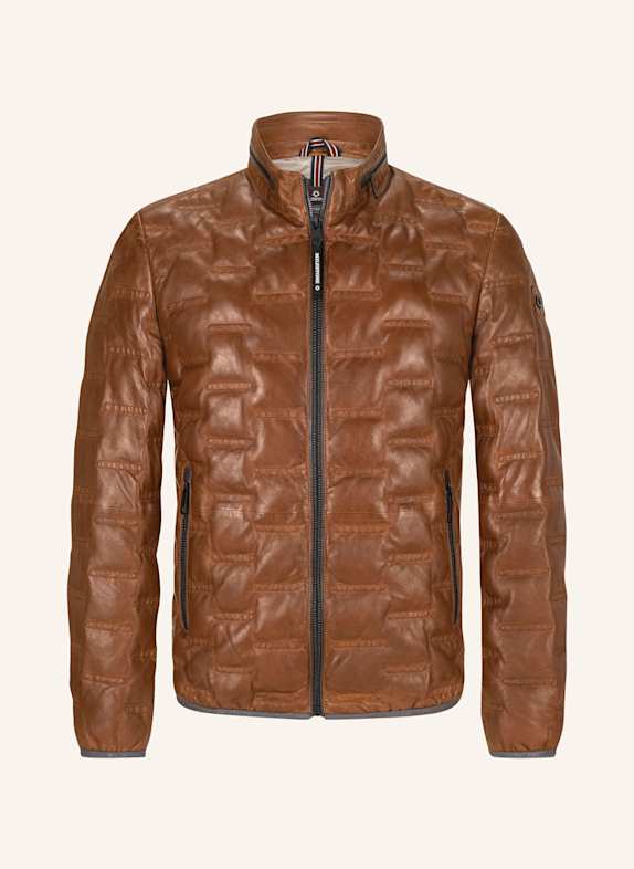 MILESTONE Leather jacket MSAVERSA COGNAC