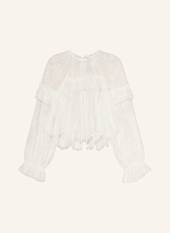 ba&sh Bluse CLAVIO aus Spitze mit Volants WEISS