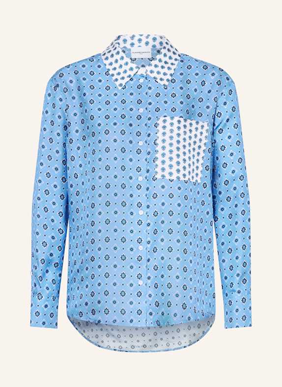 CLAUDIE PIERLOT Hemdbluse aus Seide BLAU/ DUNKELBLAU/ WEISS