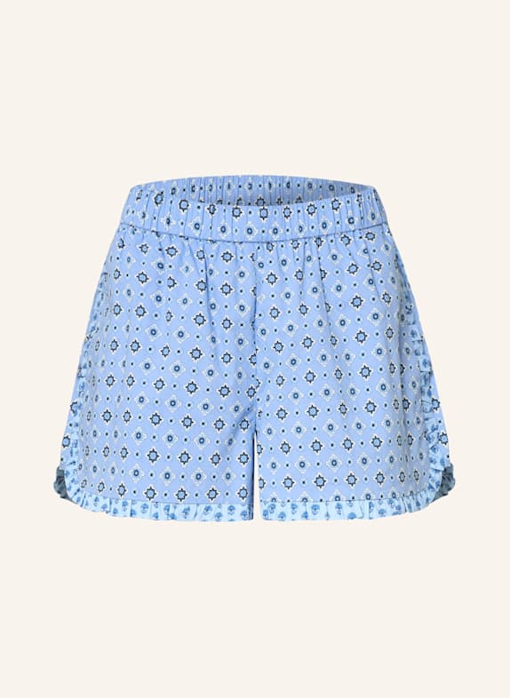 CLAUDIE PIERLOT Shorts mit Rüschen HELLBLAU/ WEISS/ DUNKELBLAU