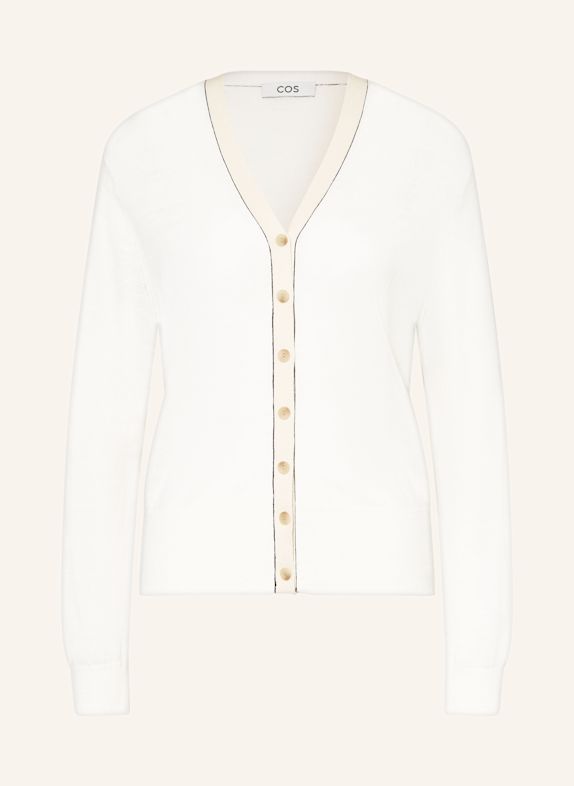 COS Strickjacke mit Merinowolle und Leinen WEISS