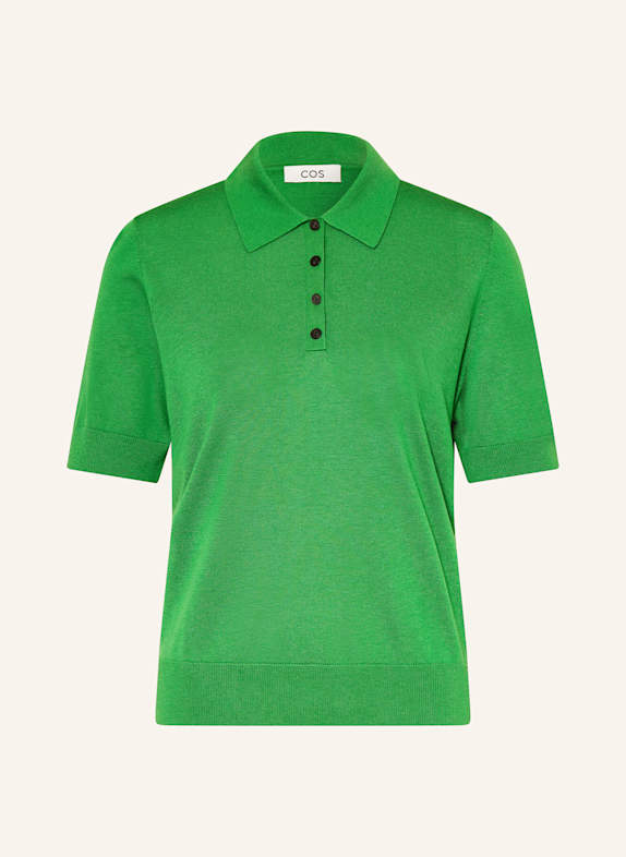COS Koszulka polo z dzianiny ZIELONY
