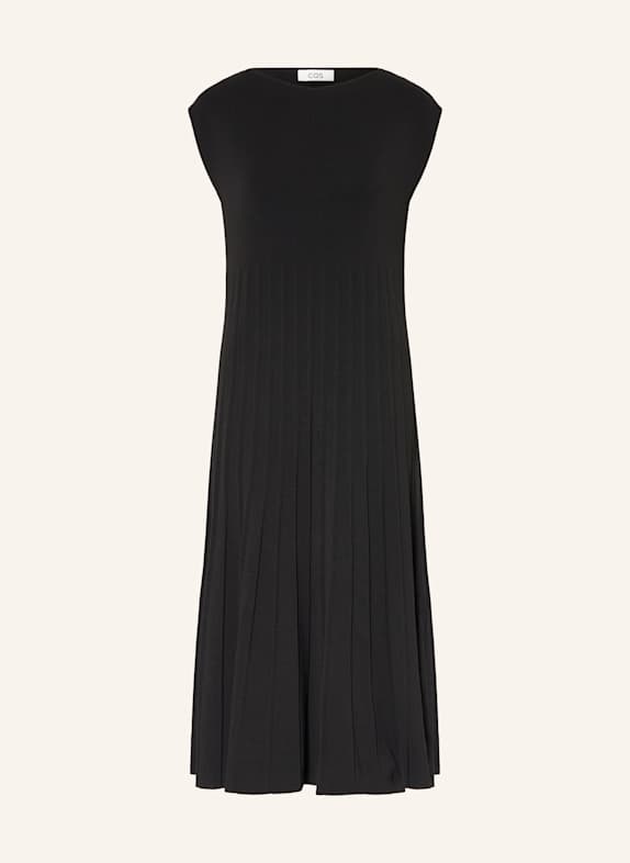 COS Strickkleid mit Plissees SCHWARZ