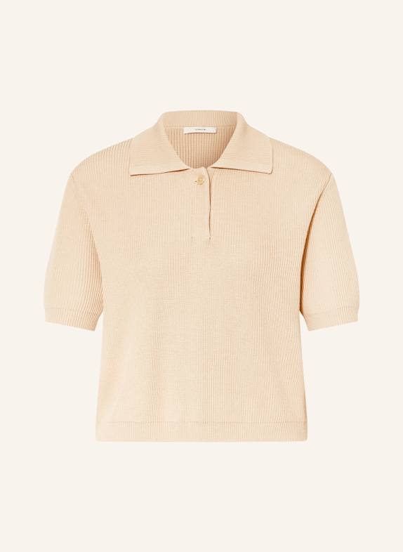 VINCE Strick-Poloshirt HELLBRAUN
