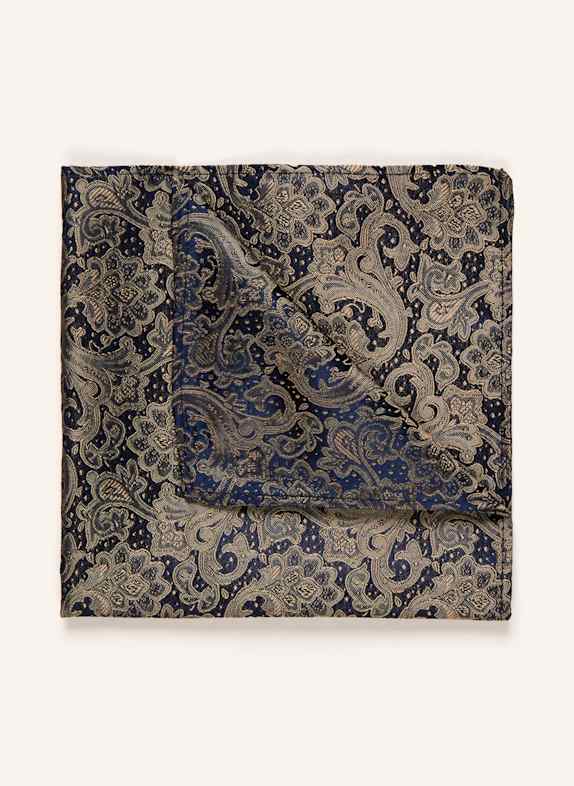 PAUL Pocket square in silk BEIGE / DARK BLUE