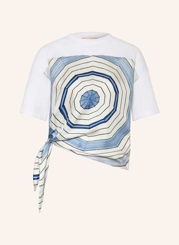 SANDRO T-Shirt im Materialmix HELLBLAU/ BLAU/ WEISS