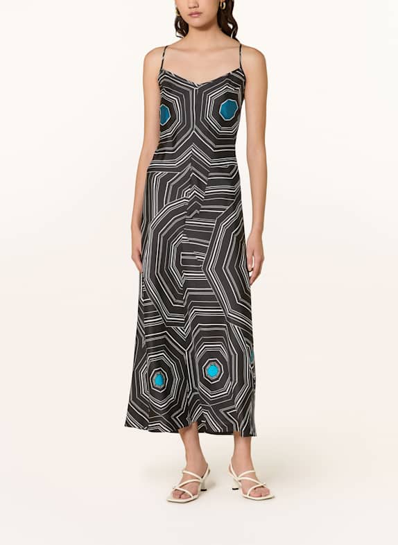 SANDRO Seidenkleid SCHWARZ/ WEISS/ BLAU