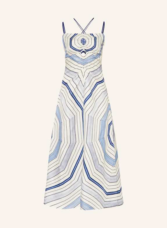 SANDRO Kleid mit Leinen und Cut-outs WEISS/ BLAU