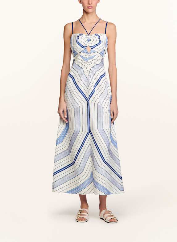 SANDRO Kleid mit Leinen und Cut-outs WEISS/ BLAU