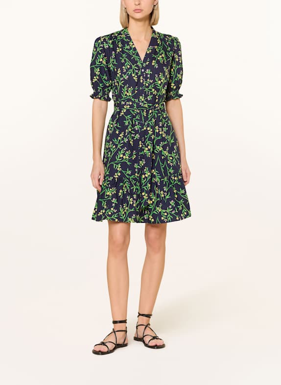 HOBBS Hemdblusenkleid DUNKELBLAU/ GRÜN/ GELB