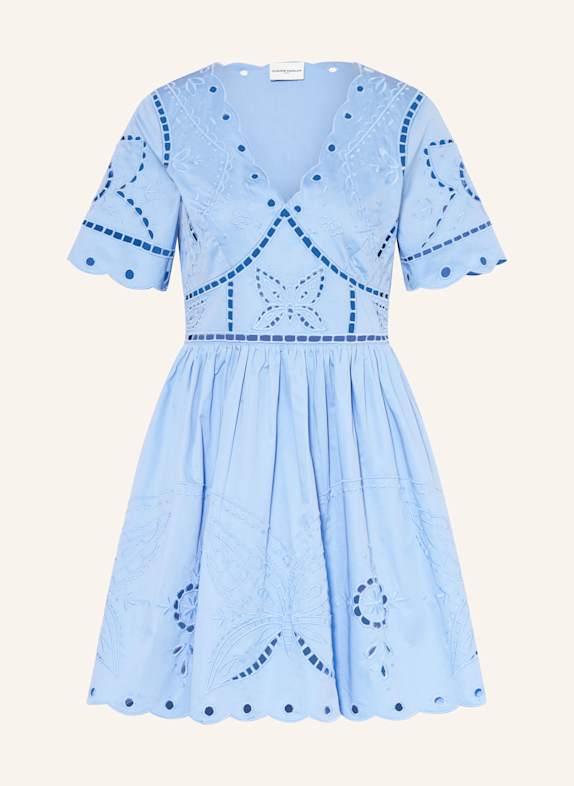 CLAUDIE PIERLOT Kleid aus Lochspitze HELLBLAU