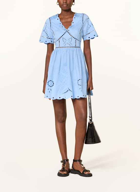 CLAUDIE PIERLOT Kleid aus Lochspitze HELLBLAU