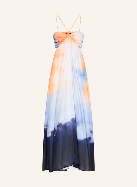 maje Kleid mit Leinen und Rüschen HELLBLAU/ DUNKELBLAU/ ORANGE