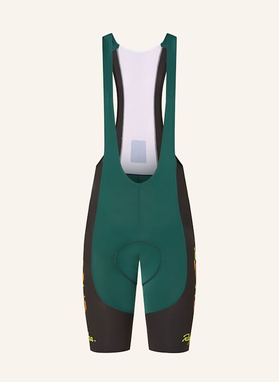 Rapha Radhose AMANI PRO TEAM POWERWEAVE BIBS mit Trägern und gepolstertem Einsatz PETROL/ SCHWARZ/ WEISS