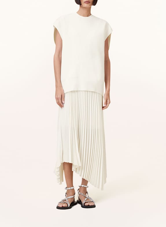 ALLSAINTS Set: Plisseekleid und Strickshirt WEISS