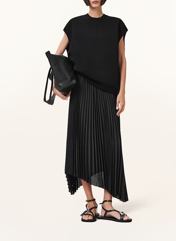 ALLSAINTS Set: Plisseekleid und Strickshirt SCHWARZ