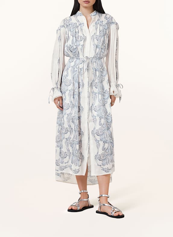 ALLSAINTS Kleid DELPHINE mit Volants HELLGRAU/ BLAU/ HELLBLAU