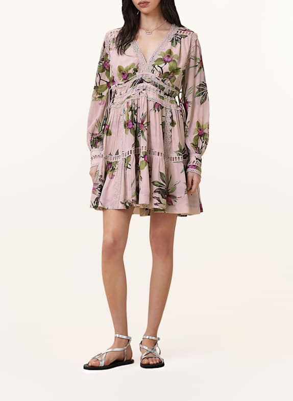 ALLSAINTS Kleid XANTHE MINI mit Lochspitze und Cut-out ROSÉ/ ROSA/ GRÜN