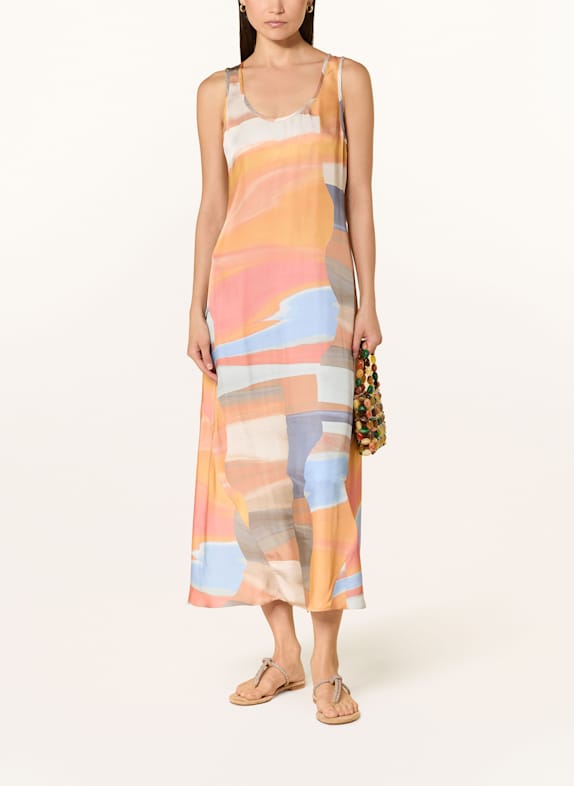 REISS Satinkleid ORANGE/ HELLBLAU/ ROSA