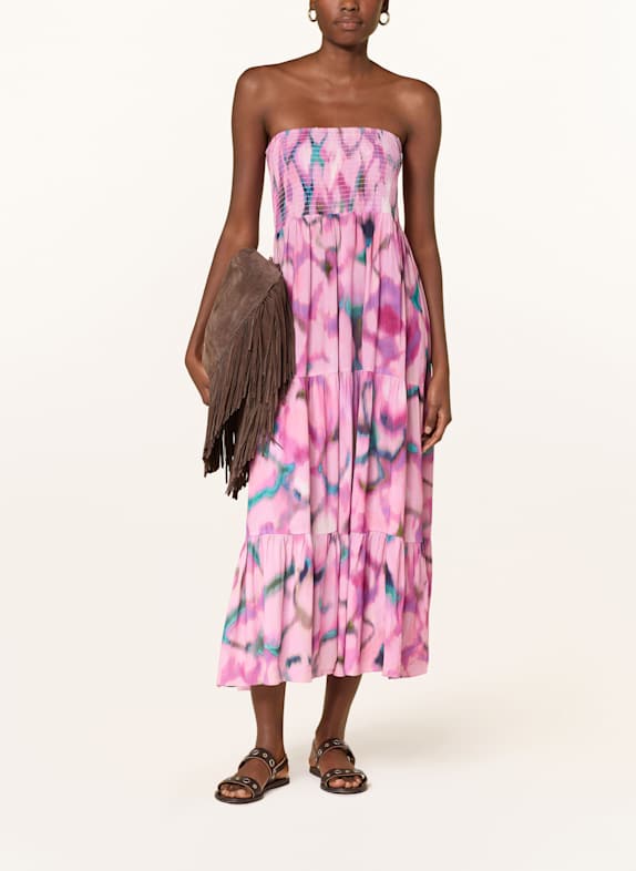 ba&sh Kleid FATE mit Rüschen ROSA/ LILA/ TÜRKIS
