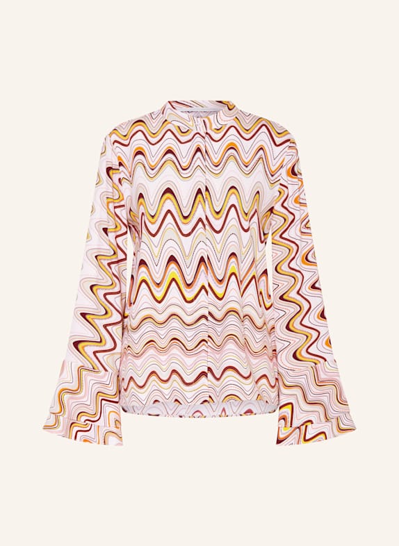 HERZEN'S ANGELEGENHEIT Silk blouse with frills DARK RED/ DARK YELLOW/ LIGHT PINK