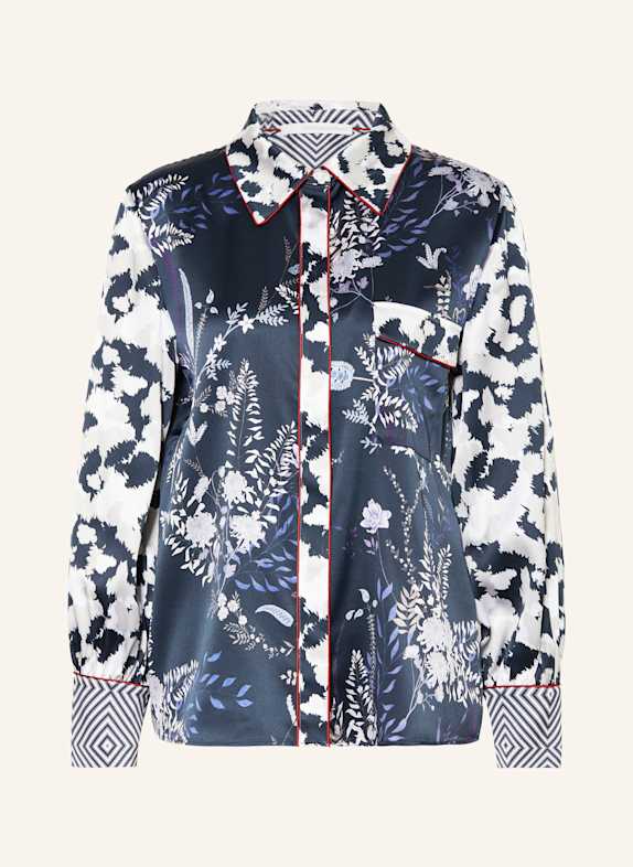 HERZEN'S ANGELEGENHEIT Shirt blouse in silk DARK BLUE/ WHITE/ GRAY