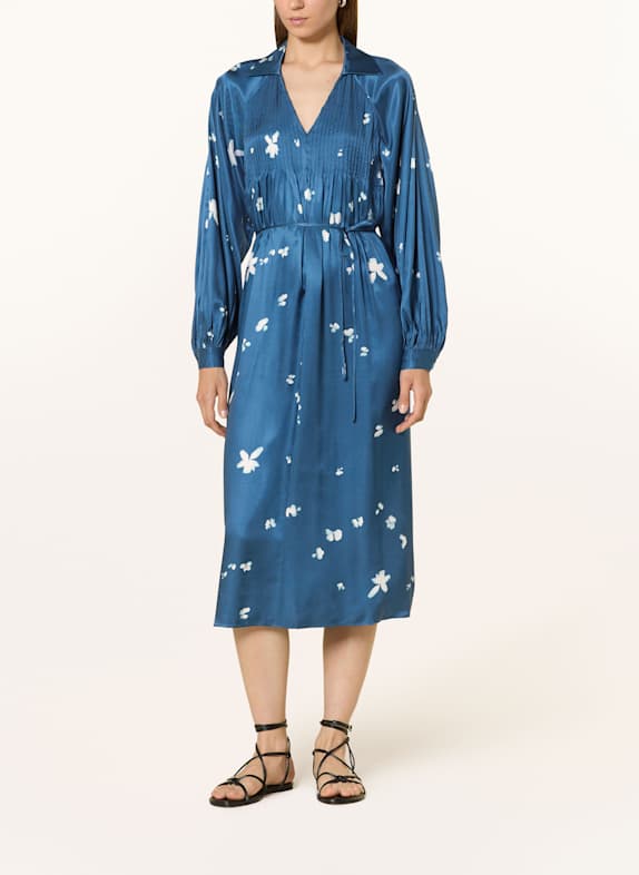 WHISTLES Satinkleid BLAU/ WEISS
