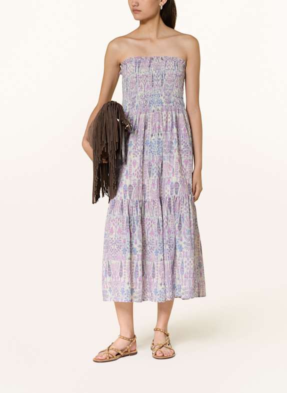 ba&sh Off-Shoulder-Kleid PIALA ECRU/ FUCHSIA/ BLAU