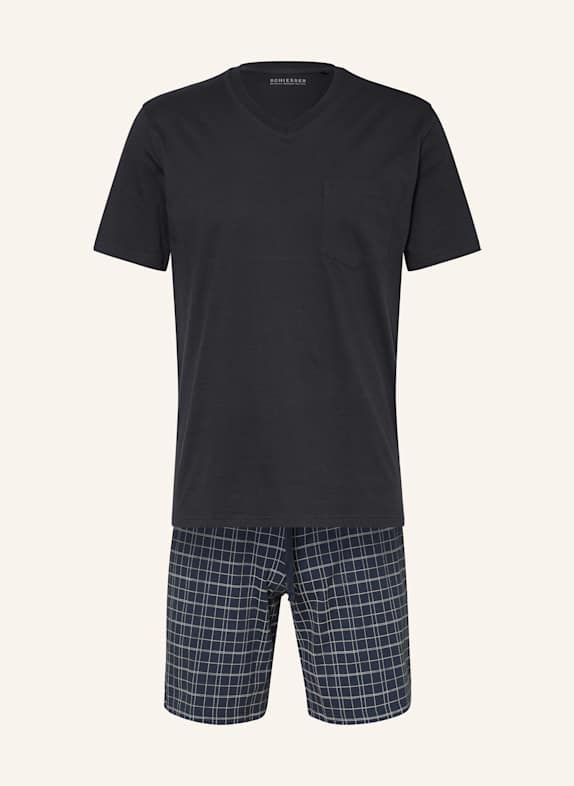 SCHIESSER Shorty-Schlafanzug EBONY DUNKELBLAU/ WEISS