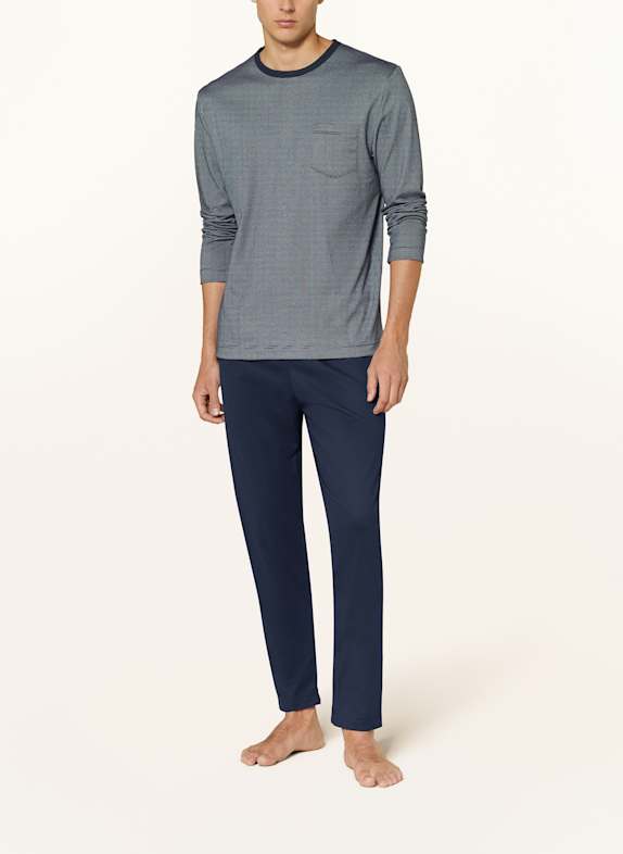 mey Pyjamas Serie STRUKTUR MÖRKBLÅ/VIT RÄDDAD