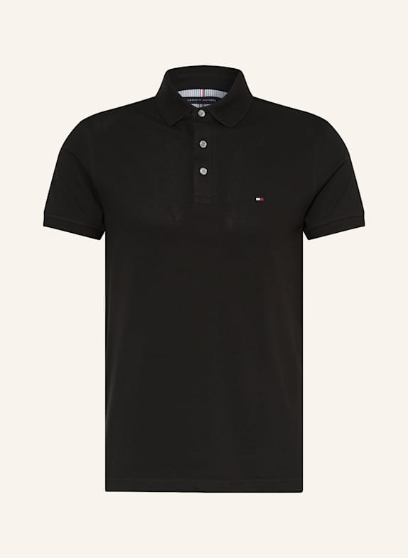 TOMMY HILFIGER Piqué-Poloshirt Slim Fit SCHWARZ