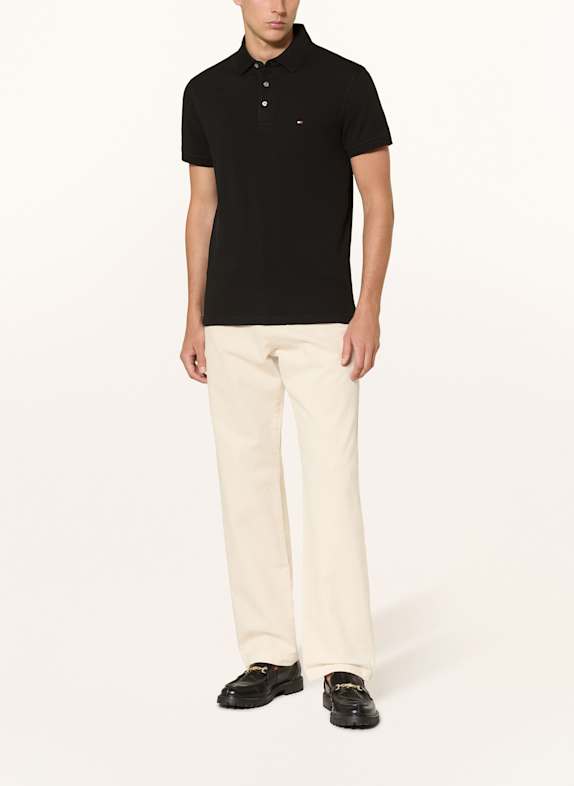 TOMMY HILFIGER Piqué poloshirt slim fit ZWART