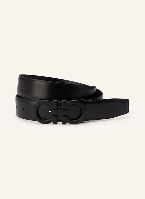 FERRAGAMO Ledergürtel zum Wenden SCHWARZ/ DUNKELBLAU