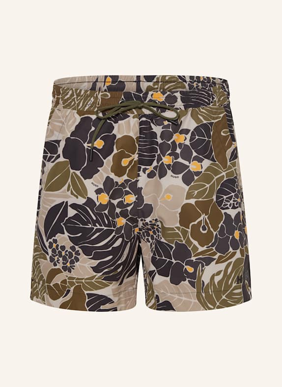 HUGO Badeshorts CALALA KHAKI/ TAUPE/ ORANGE