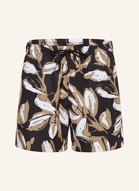 BOSS Badeshorts PIRANHA SCHWARZ/ HELLBRAUN/ WEISS