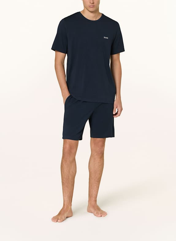 BOSS Pyžamové šortky MIX & MATCH TMAVĚ MODRÁ