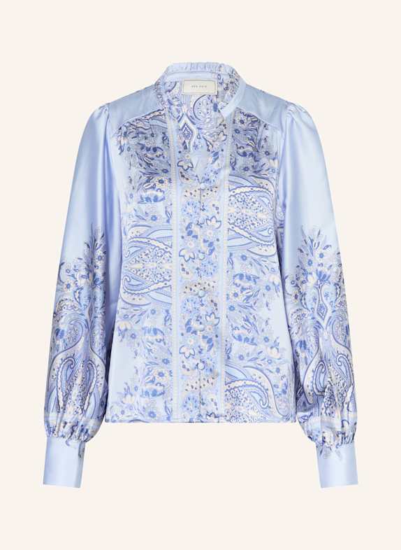 NEO NOIR Satin blouse MASSIMA with ruffles LIGHT BLUE/ ECRU/ BLUE