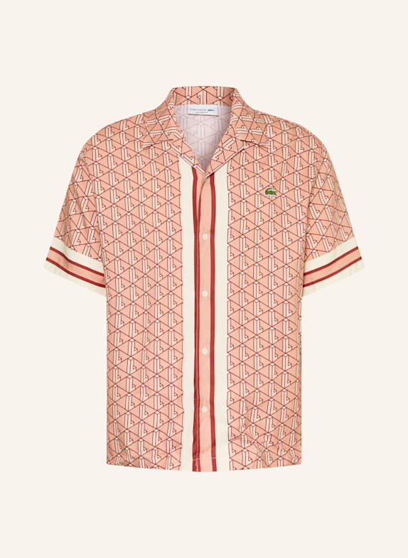 LACOSTE Resorthemd Relaxed Fit LACHS/ DUNKELROT/ CREME