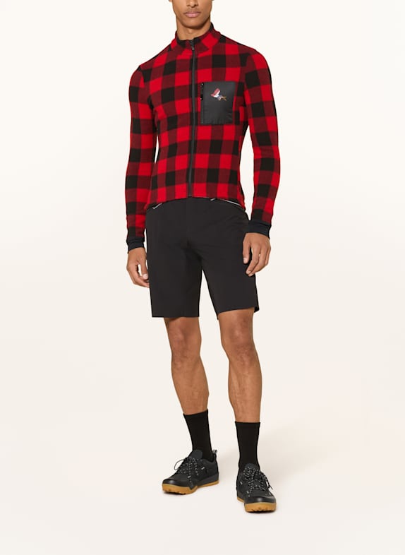 CAFÉ DU CYCLISTE Fleece wielrenshirt SOLANGE ROOD / ZWART