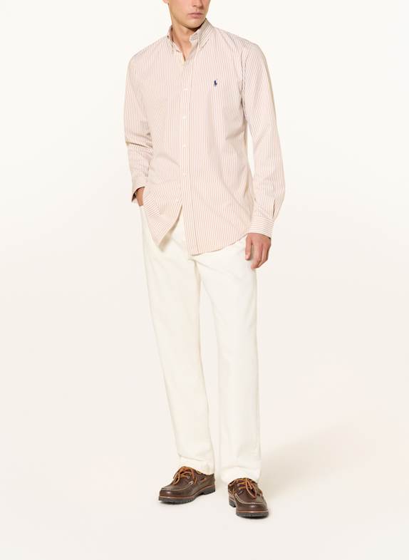 POLO RALPH LAUREN Overhemd Custom Fit BEIGE / WIT