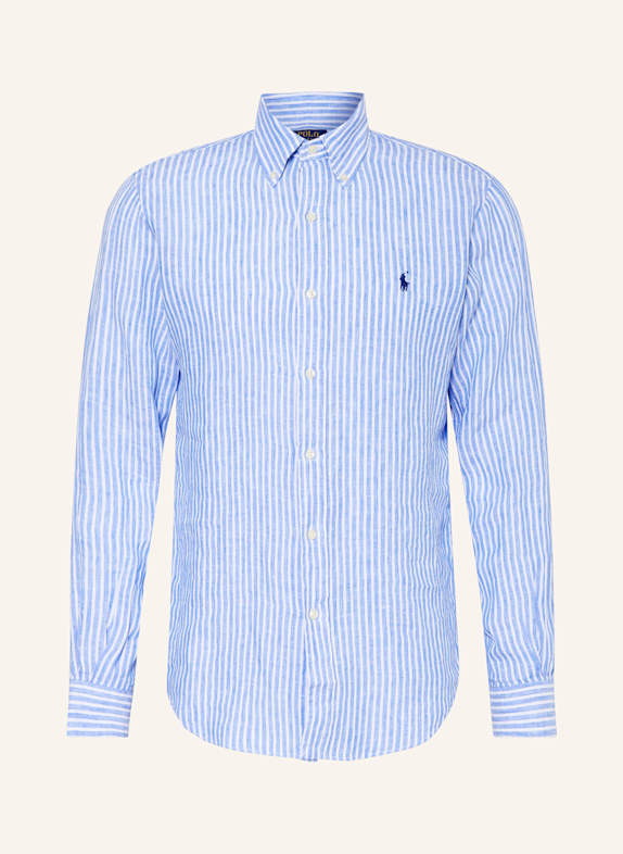 POLO RALPH LAUREN Leinenhemd Custom Fit WEISS/ HELLBLAU