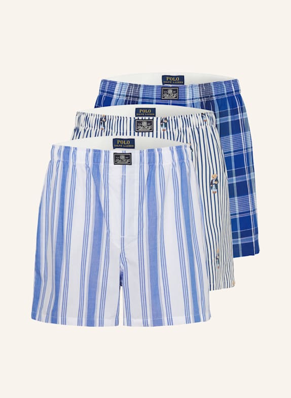 POLO RALPH LAUREN Bokserki tkane, 3 szt.  BIAŁY/ NIEBIESKI