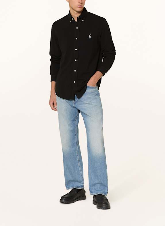 POLO RALPH LAUREN Piqué-overhemd Custom Fit ZWART