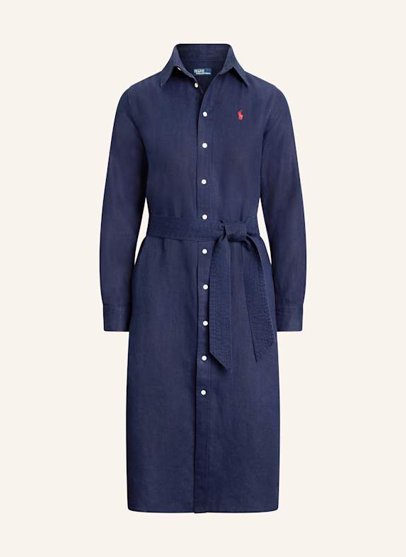 POLO RALPH LAUREN Hemdblusenkleid aus Leinen DUNKELBLAU
