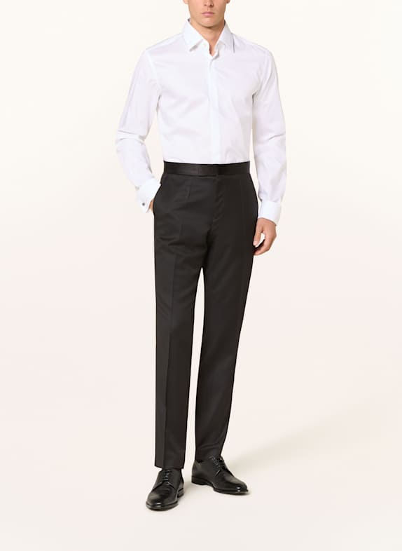 BOSS HANK slim fit overhemd met omgeslagen manchetten WIT